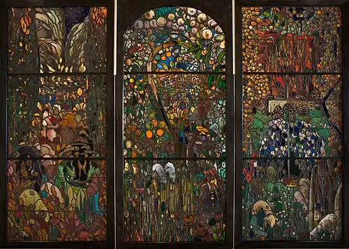 Stained glass triptych: El Gorg Blau (circa 1911). 222 × 294 mm. Museu Nacional d'Art de Catalunya.