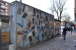 Artwork by John Stenborg at exit to Ringvägen