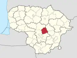 Location of Jonava District Municipality within Lithuania