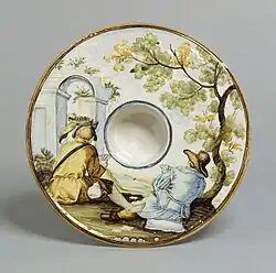 Saucer with well, Italian faience, mid-18th century