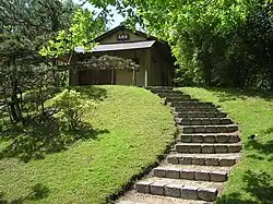 Hill with traditional Japanese building