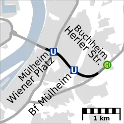 Map of the Mülheim tunnel