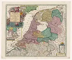 Map of the Republic of the Seven United Netherlands with colonies, c. 1707–1729