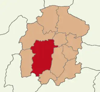 Map showing Onikişubat District in Kahramanmaraş Province