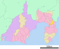 Location of Kannami in Shizuoka Prefecture