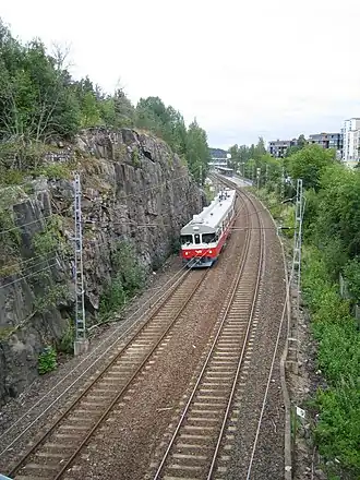 View towards Kannelmäki rail station from a bridge