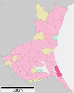 Location of Kashima in Ibaraki Prefecture