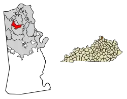Location of Crestview Hills in Kenton County, Kentucky.