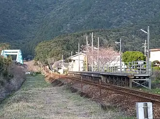 Platform and track of Kitagawachi Station.