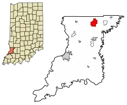 Location in Knox County, Indiana