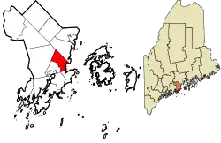 Location in Knox County and the state of Maine.
