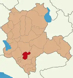 Map showing Akören District in Konya Province