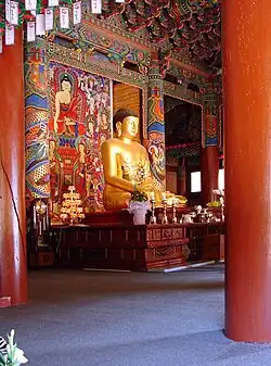Buddha in one of the worship halls at Woljeongsa