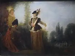Watteau, L'Avanturière, c. 1712–1715, oil on copper; Musée des Beaux-Arts, Troyes