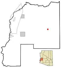 Location in La Paz County and the state of Arizona