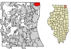 Location of Winthrop Harbor in Lake County, Illinois.