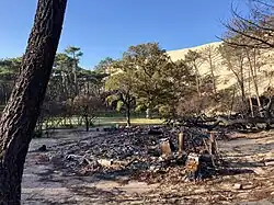 The Lartigon hut, at the foot of the large dune, destroyed.