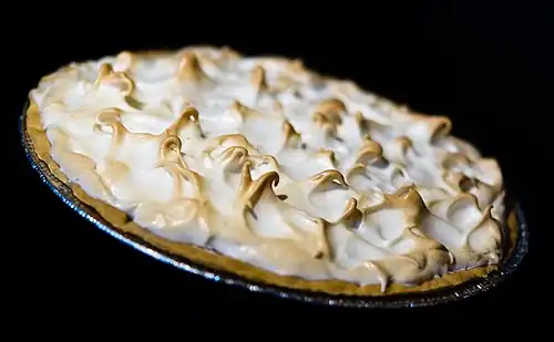 Lemon meringue pie with browned meringue peaks