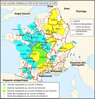 Councils of Orleans (533) and Clermont (535).