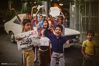 Iranians celebrating the liberation of Khorramshahr