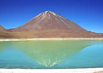 View of Licancabur. The summit area is in Chile.