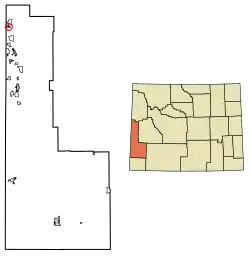 Location of Alpine in Lincoln County, Wyoming.