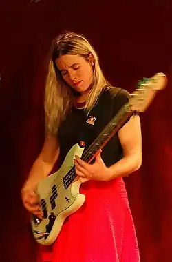 Lindsey Mills of Surfer Blood on stage at The Saint in Asbury Park, NJ, August 2017