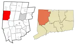 Sharon's location within Litchfield County and Connecticut