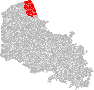 Location of Région d'Audruicq within the department