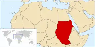 Map of Sudan before South Sudanese independence on 9 July 2011