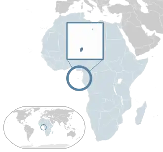 Location of São Tomé and Príncipe (dark blue) in Africa (light blue)