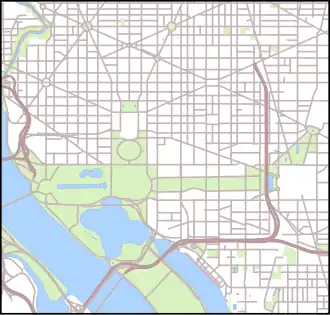 White House is located in Central Washington, D.C.