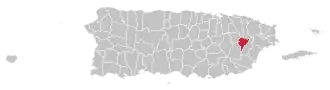 Map of Puerto Rico highlighting Juncos Municipality