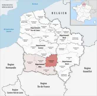 Location within the region Hauts-de-France