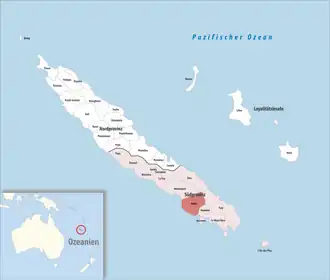 Location of the commune (in red) within New Caledonia