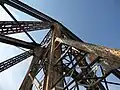 The bridge's iron beams