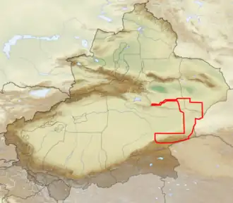 Lop Nur Wild Camel Reserve boundaries, in southeastern Xinjiang