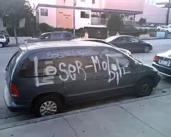 Vehicle vandalism on Fairfax near Sunset