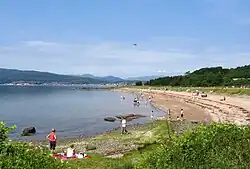Beach and picnic area at the north end of the bay