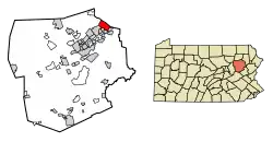 Location of Duryea in Luzerne County, Pennsylvania.