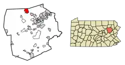 Location of Harveys Lake in Luzerne County, Pennsylvania.