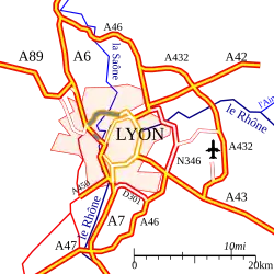 Network of highways around Lyon