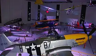 North American Aviation P-51 Mustang of the US Air Force and other airworthy aircraft on display in the M.S.Ö. Air & Space Museum