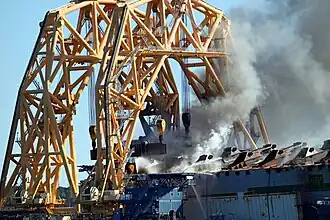 Golden Ray cargo catches fire (May 14, 2021) from a welder's torch[25]