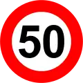 19a) — 50 km/h maximum speed limit