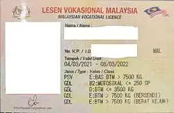 Vocational Licence.