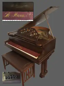 So called "Stutzflügel" (baby grand piano) by Th. Mann & Co. from 1911.