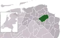 Highlighted position of Slochteren in a municipal map of Groningen