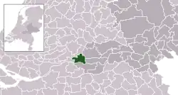 Highlighted position of Lingewaal in a municipal map of Gelderland