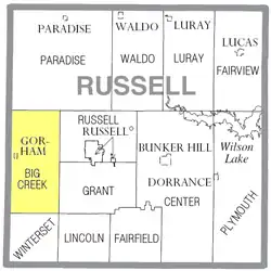 Location of Big Creek Township in Russell County